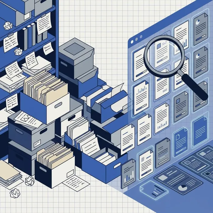 Ilustração genérica de organização de um acervo documental corporativo